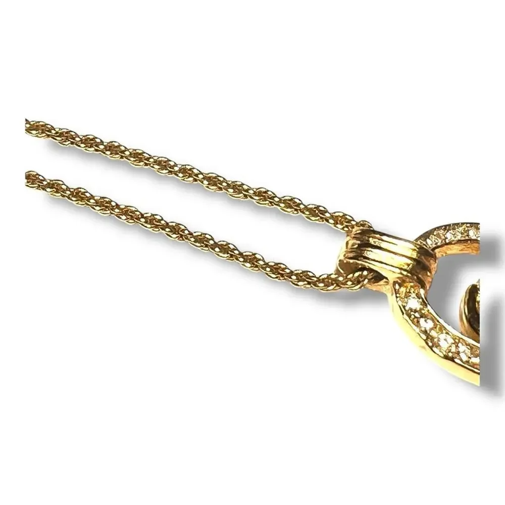 CHRISTIAN DIOR AUTH VINTAGE Gold Signature Necklace